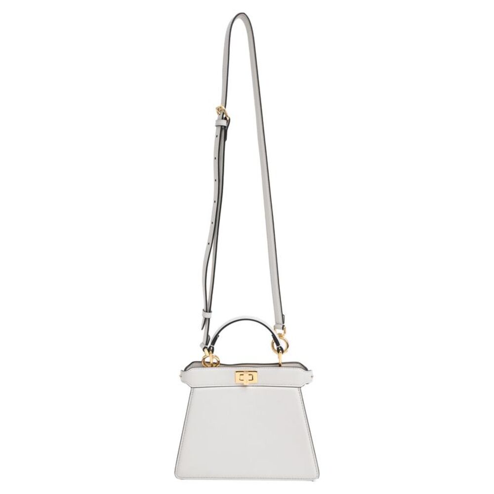 Fendi Petite Peekaboo I See U Top Handle Bag in Grey Lamb Leather